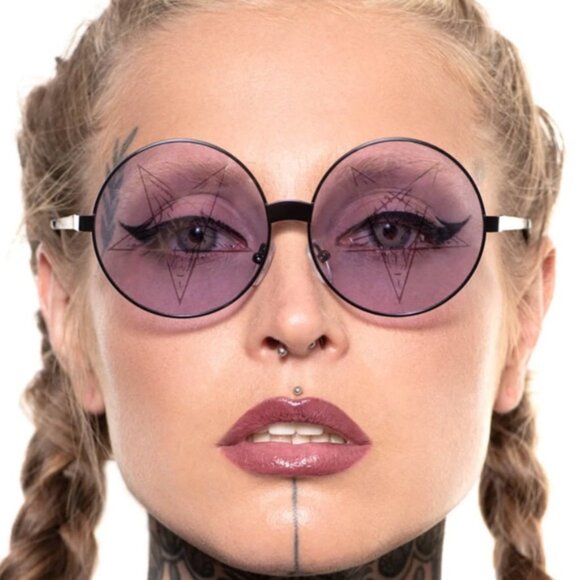Killstar ✦ Nocturnal Daze Pentagram Lens Sunglasses ✦ Lilac Round Frame NWT